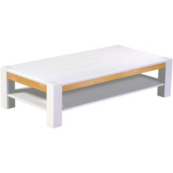 Couchtisch 180x90 Rio Kanto Snow Honig massiver Pinien Holztisch mit Ablage