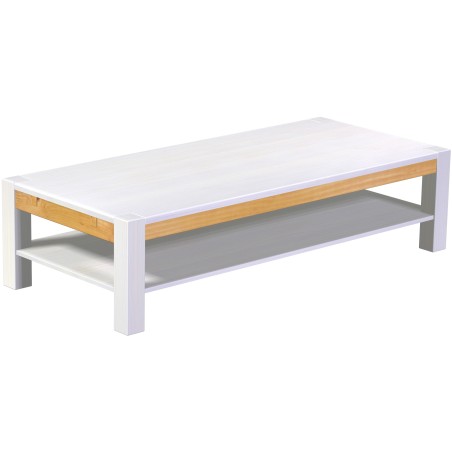 Couchtisch 180x80 Rio Kanto Snow Honig massiver Pinien Holztisch mit Ablage