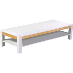 Couchtisch 200x80 Rio Kanto Snow Honig massiver Pinien Holztisch mit Ablage