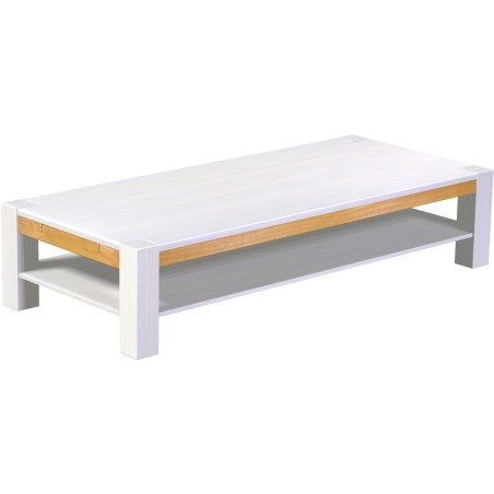 Couchtisch 208x90 Rio Kanto Snow Honig massiver Pinien Holztisch mit Ablage