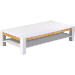 Couchtisch 200x100 Rio Kanto Snow Honig massiver Pinien Holztisch mit Ablage