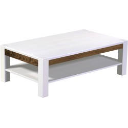 Couchtisch 140x80 Rio Kanto Snow Eiche massiver Pinien Holztisch mit Ablage