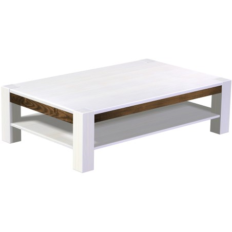 Couchtisch 160x100 Rio Kanto Snow Eiche massiver Pinien Holztisch mit Ablage