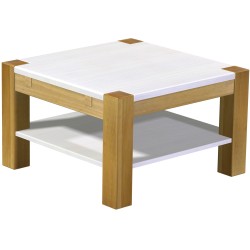 Couchtisch 73x73 Rio Kanto Brasil Platte weiss massiver Pinien Holztisch mit Ablage