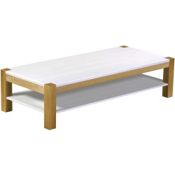 Couchtisch 180x80 Rio Kanto Brasil Platte weiss massiver Pinien Holztisch mit Ablage