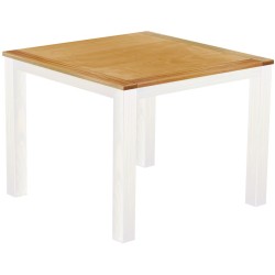 Bartisch 140x140 Rio Classico Honig Weiss massiver Pinien Hochtisch  - Tischplatte mit Sperrholzeinlage