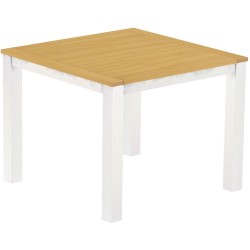 Bartisch 140x140 Rio Classico Eiche hell Weiss massiver Pinien Hochtisch  - Tischplatte mit Sperrholzeinlage