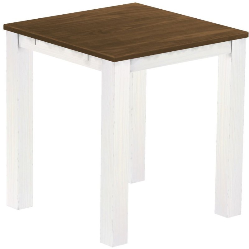 Bartisch 100x100 Rio Classico Nussbaum Weiss massiver Pinien Hochtisch