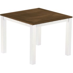 Bartisch 140x140 Rio Classico Nussbaum Weiss massiver Pinien Hochtisch  - Tischplatte mit Sperrholzeinlage