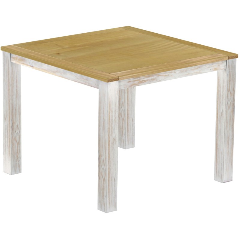 Bartisch 140x140 Rio Classico Shabby Platte Brasil massiver Pinien Hochtisch  - Tischplatte mit Sperrholzeinlage
