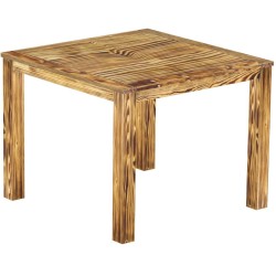 Bartisch 140x140 Rio Classico Pinie geflammt massiver Pinien Hochtisch  - Tischplatte mit Sperrholzeinlage