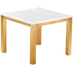 Bartisch 140x140 Rio Classico Honig Platte weiss massiver Pinien Hochtisch  - Tischplatte mit Sperrholzeinlage