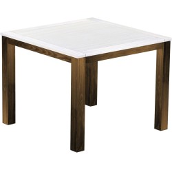 Bartisch 140x140 Rio Classico Eiche Platte weiss massiver Pinien Hochtisch  - Tischplatte mit Sperrholzeinlage