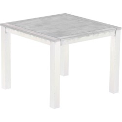 Bartisch 140x140 Rio Classico Beton Weiss massiver Pinien Hochtisch  - Tischplatte mit Sperrholzeinlage