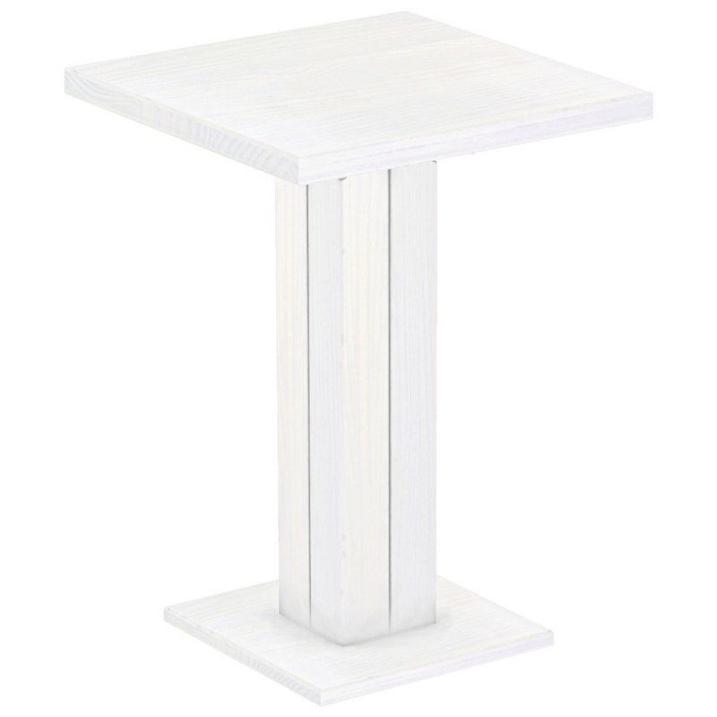 Bartisch 80x80 Rio UNO Farbton Pinie Weiss massiver Pinien Hochtisch - Säulentisch