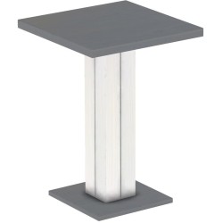 Bartisch 80x80 Rio UNO Farbton Seidengrau Weiss massiver Pinien Hochtisch - Säulentisch