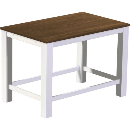 Bartisch 160x100 Rio Classico Nussbaum Weiss massiver Pinien Hochtisch mit Fußleisten