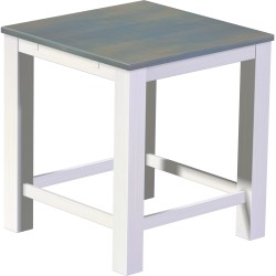 Bartisch 100x100 Rio Classico Taubengrau Weiss massiver Pinien Hochtisch mit Fußleisten