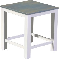 Bartisch 100x100 Rio Classico Taubengrau Weiss massiver Pinien Hochtisch mit Fußleisten