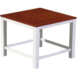 Bartisch 140x140 Rio Classico Mahagoni WeissHochtisch mit Fußleisten - Tischplatte mit Sperrholzeinlage