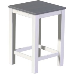 Bartisch 73x73 Rio Classico Seidengrau Weiss massiver Pinien Hochtisch mit Fußleisten