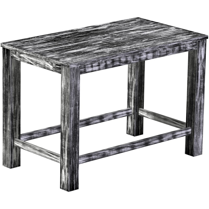 Bartisch 160x90 Rio Classico Shabby Antik Ebenholz massiver Pinien Hochtisch mit Fußleisten