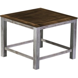 Bartisch 140x140 Rio Classico Shabby Platte EicheHochtisch mit Fußleisten - Tischplatte mit Sperrholzeinlage