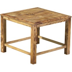Bartisch 140x140 Rio Classico Pinie geflammtHochtisch mit Fußleisten - Tischplatte mit Sperrholzeinlage