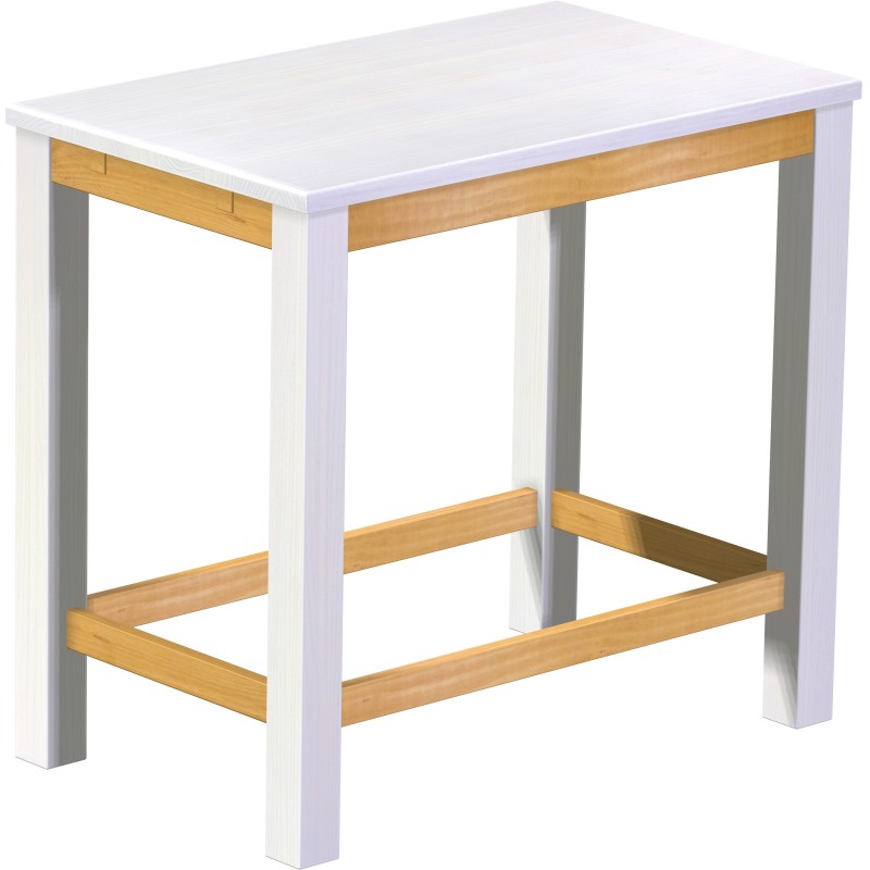 Bartisch 120x73 Rio Classico Snow Honig massiver Pinien Hochtisch mit Fußleisten