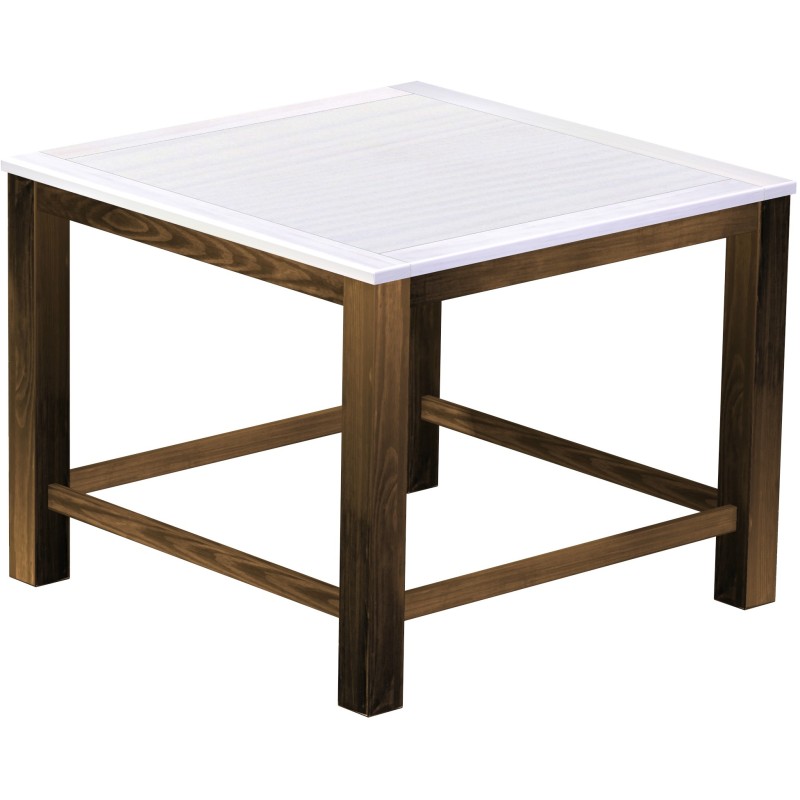 Bartisch 140x140 Rio Classico Eiche Platte weissHochtisch mit Fußleisten - Tischplatte mit Sperrholzeinlage