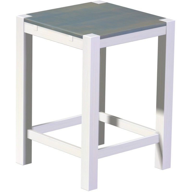 Bartisch 80x80 Rio Kanto Taubengrau Weiss massiver Pinien Hochtisch mit Fußleisten