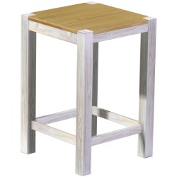 Bartisch 73x73 Rio Kanto Shabby Platte Brasil massiver Pinien Hochtisch mit Fußleisten