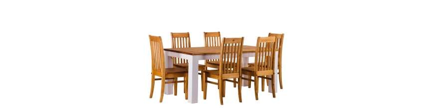 Brasilmöbel Tisch mit Stühle oder Bänke aus Massivholz Pinie